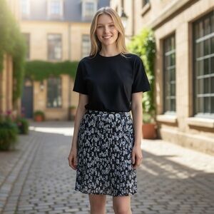 New Preppy J. Crew Blue and White A-Line Pleated Skirt